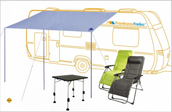 Der Urlaub kann kommen mit Relax-Sesseln, HighQ-Campingtisch und Playa-Sonnenschutz von Frankana. (Grafik: Frankana)