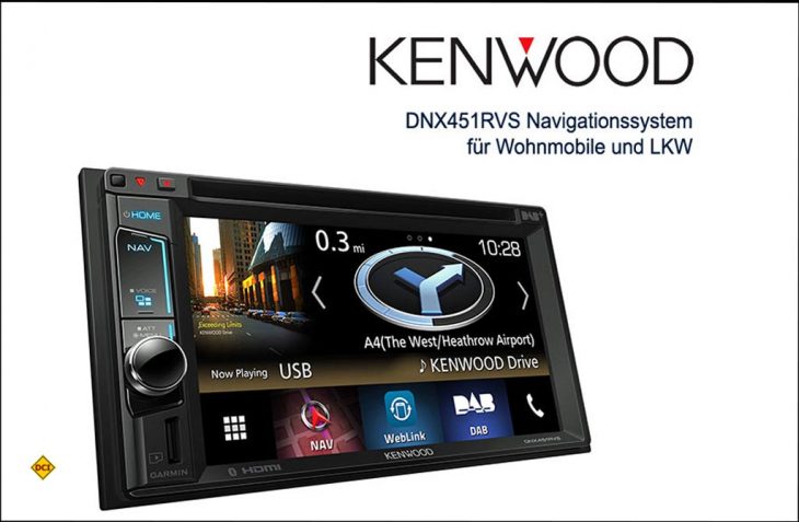 Kenwood präsentiert mit dem Doppel-DIN-Gerät DNX451RVS jetzt einen Navitainer, dessen vom führenden Spezialisten für Straßennavigation Garmin stammendes Navigationssystem eigens ausführliche nützliche Informationen für die Fahrer von Wohnmobilen und Lkw enthalten. (Foto: Kenwood)