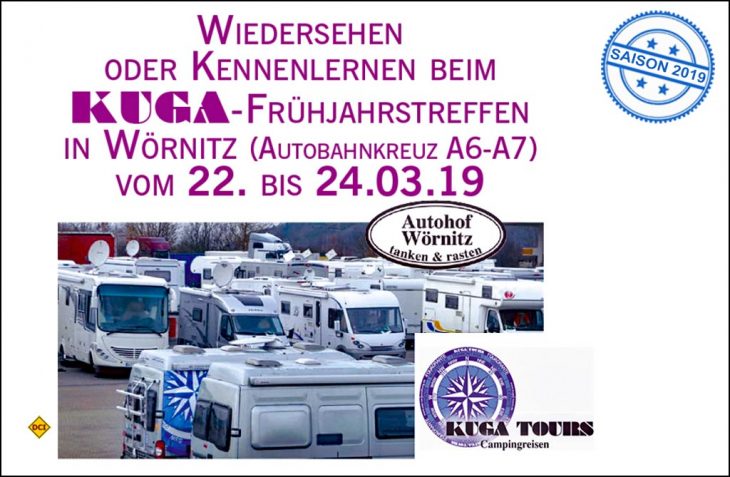 Der Womo-Reiseveranstalter Kuga-Tours lädt zum Informationstreffen 2019 auf den Autohof Wörnitz ein. (Foto: Kuga)