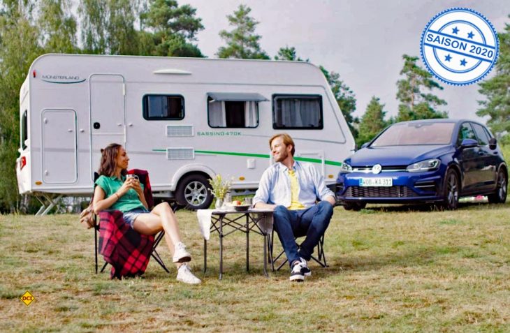 Camping mit dem VW Golf? Mit dem leichten Kompakt-Caravan Sassino von LMC kein Problem. (Foto: LMC)