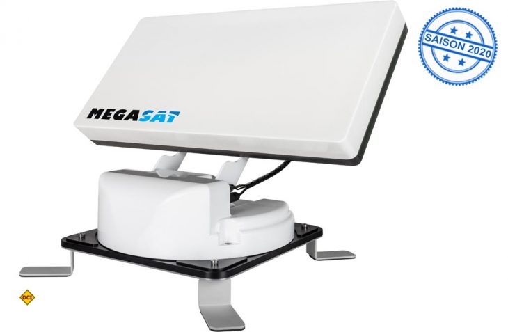 Der Traveller-Man 2 von Megasat bekommt Füsse: Die SAT-Antenne wird mit einem Zubehör-Kit mobil einsetzbar. (Foto: Megasat)