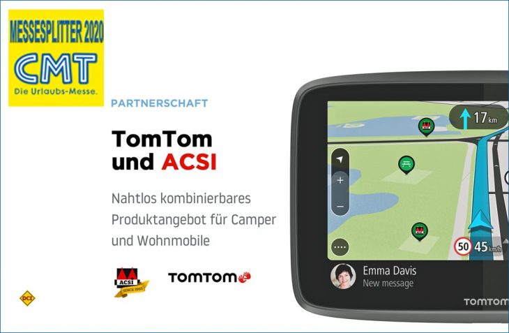 Camping-Spezialist ACSI und der Karten- und Navigationsspezialist TomTom haben eine Zusammenarbeit zur Content-Übernahme beschlossen. (Foto: TomTom)