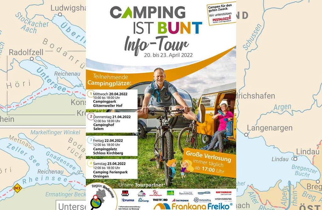 Rund um den Bodensee geht die Camping-ist-bunt-Info-Tour 2022 des Frankana CUPE-Teams. (Foto: Frankana)